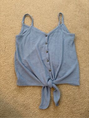 Hippie Rose Sky Blue Waffle Knit Tie-Front Cami